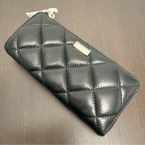 NWT KATE SPADE NEW YORK QUILTED COWHIDE WALLET GOLD COAST NISHA BLACK WLRU1550